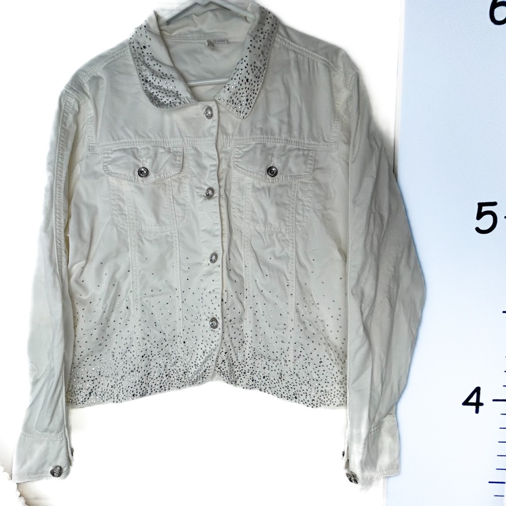Ethyl White Denim Blingy Jacket‎ Medium